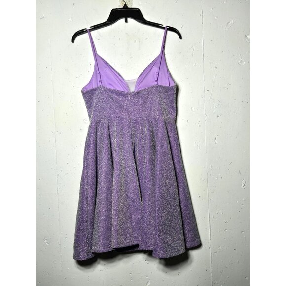 Ever Pretty Lavender Sleeveless Mini Dress Size Large Sparkle Glitter Vneck Hoco - Picture 4 of 13
